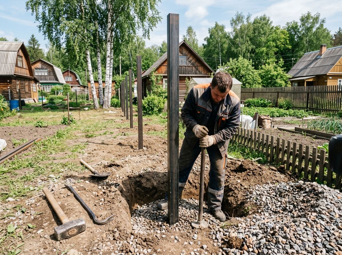 Монтаж столбов — бутование